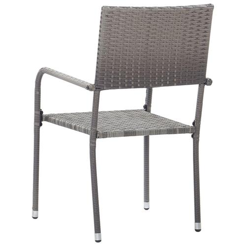 Havestole 4 stk. stabelbare polyrattan grå