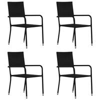 Havestole 4 stk. stabelbare polyrattan sort
