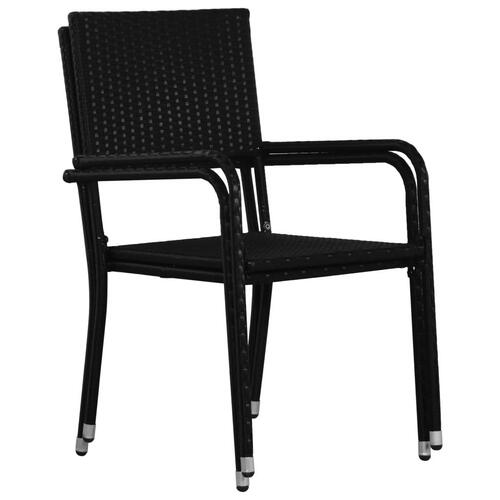 Havestole 4 stk. stabelbare polyrattan sort