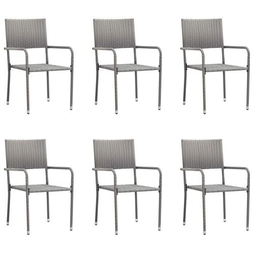 Havestole 6 stk. stabelbare polyrattan grå