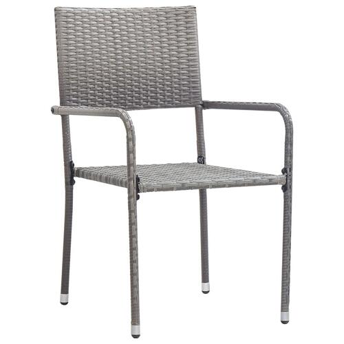 Havestole 6 stk. stabelbare polyrattan grå