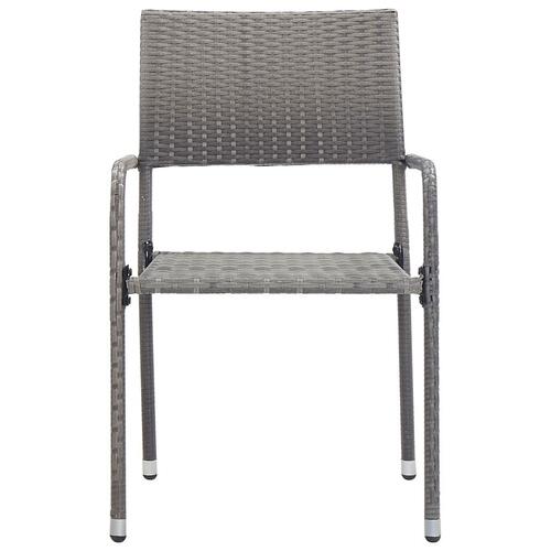 Havestole 6 stk. stabelbare polyrattan grå
