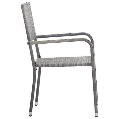 Havestole 6 stk. stabelbare polyrattan grå