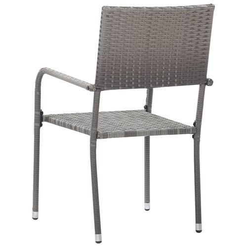 Havestole 6 stk. stabelbare polyrattan grå