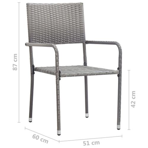 Havestole 6 stk. stabelbare polyrattan grå