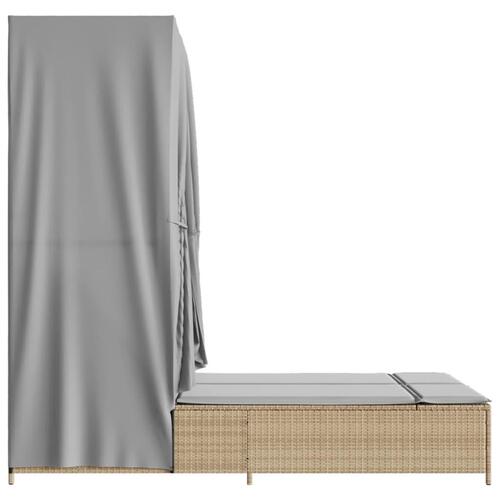 Solseng med tag og gardiner polyrattan beige