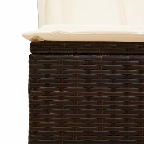 Solseng med tag og gardiner polyrattan brun