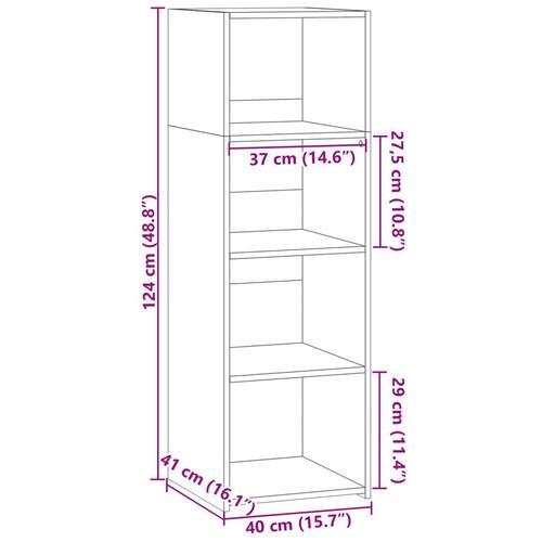 Reol 40x41x124 cm konstrueret træ hvid