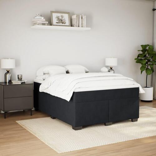 Kontinentalseng med madras 140x190 cm fløjl sort