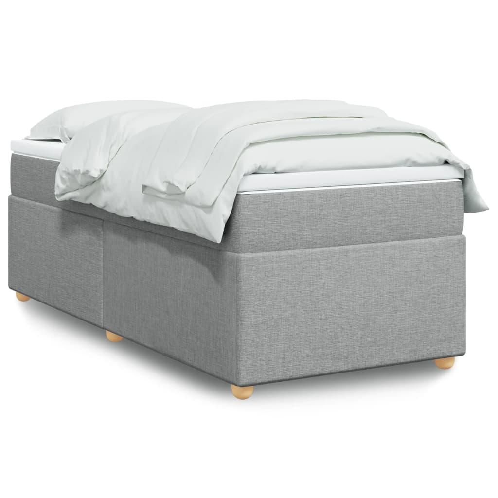 Kontinentalseng med madras og topmadras 90x190 cm - stof, lysegrå billede