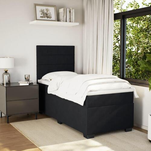 Kontinentalseng med madras 90x190 cm fløjl sort