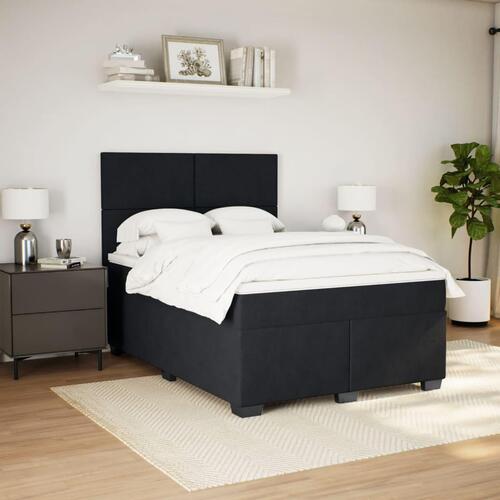 Kontinentalseng med madras 140x190 cm fløjl sort