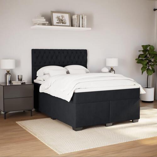Kontinentalseng med madras 140x190 cm fløjl sort
