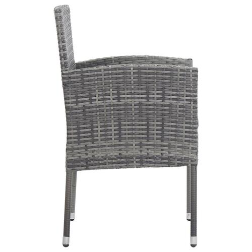 Havestole 2 stk. mørkegrå hynder polyrattan grå