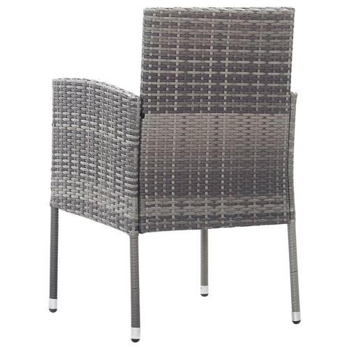 Havestole 2 stk. mørkegrå hynder polyrattan grå