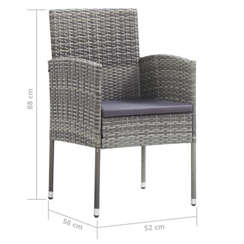 Havestole 2 stk. mørkegrå hynder polyrattan grå