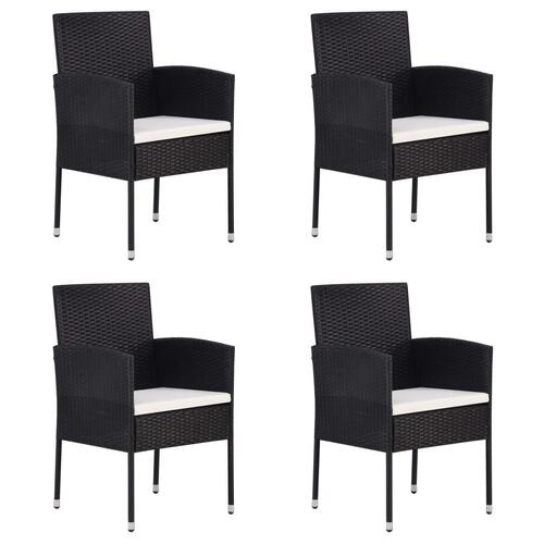 Havestole 4 stk. cremehvide hynder polyrattan sort