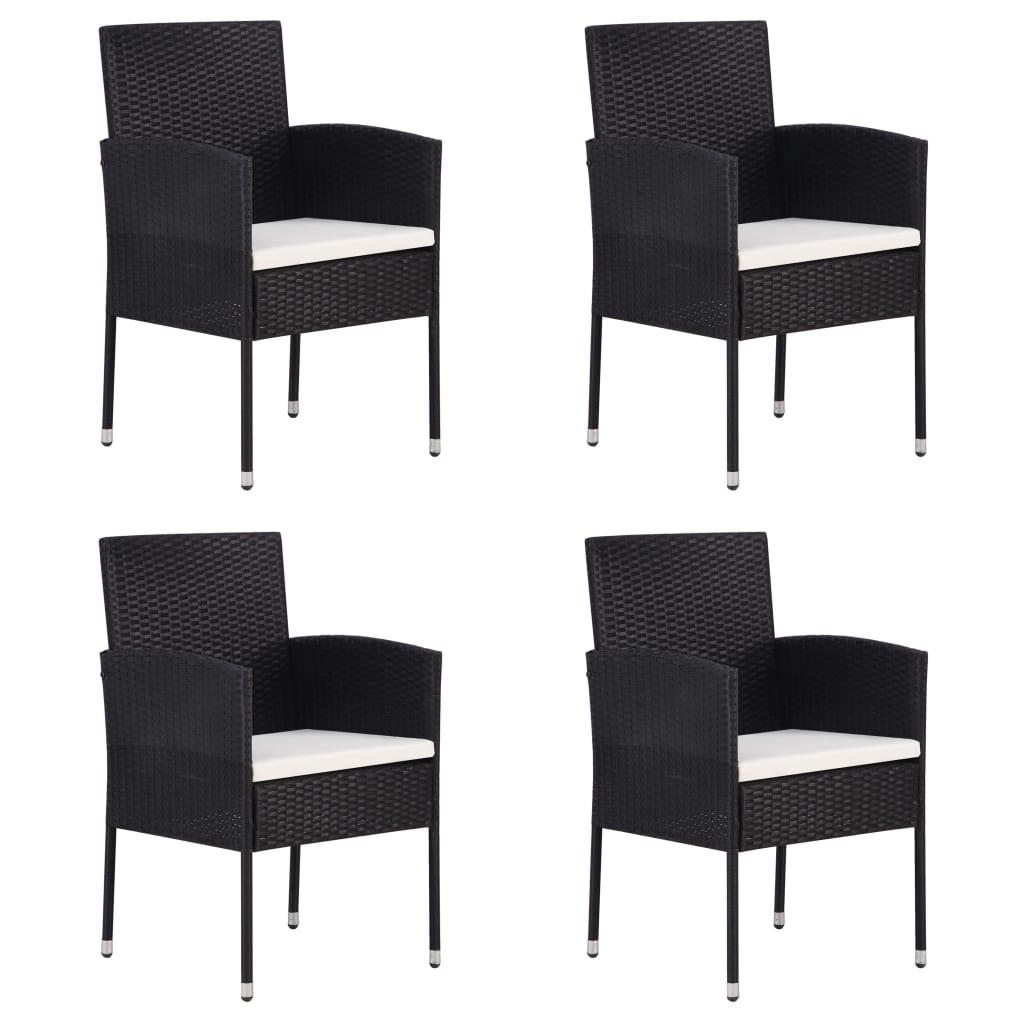 Havestole 4 stk. cremehvide hynder polyrattan sort