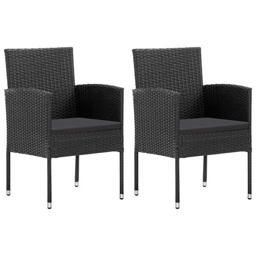 Havestole 2 stk. sorte hynder polyrattan sort