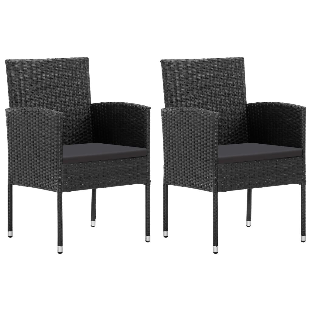 Havestole 2 stk. sorte hynder polyrattan sort