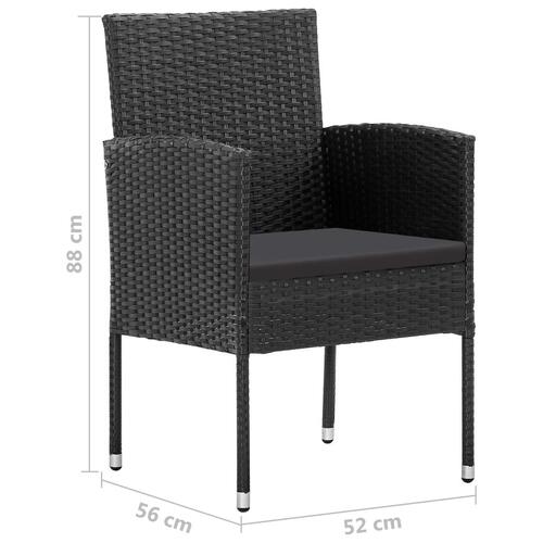 Havestole 2 stk. sorte hynder polyrattan sort