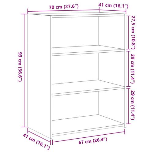Reol 70x41x93 cm konstrueret træ sort