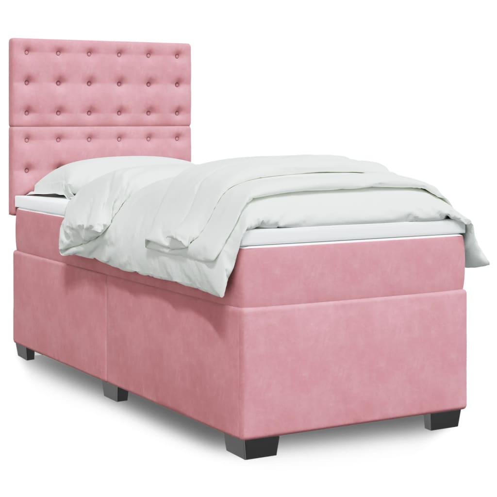 Kontinentalseng med madras 90x190 cm fløjl pink billede