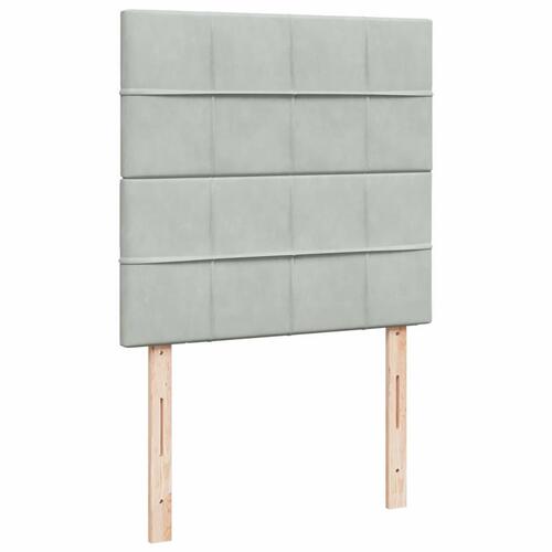Kontinentalseng med madras 90x190 cm fløjl lysegrå