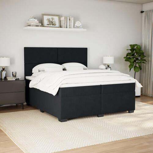 Kontinentalseng med madras 200x200 cm fløjl sort