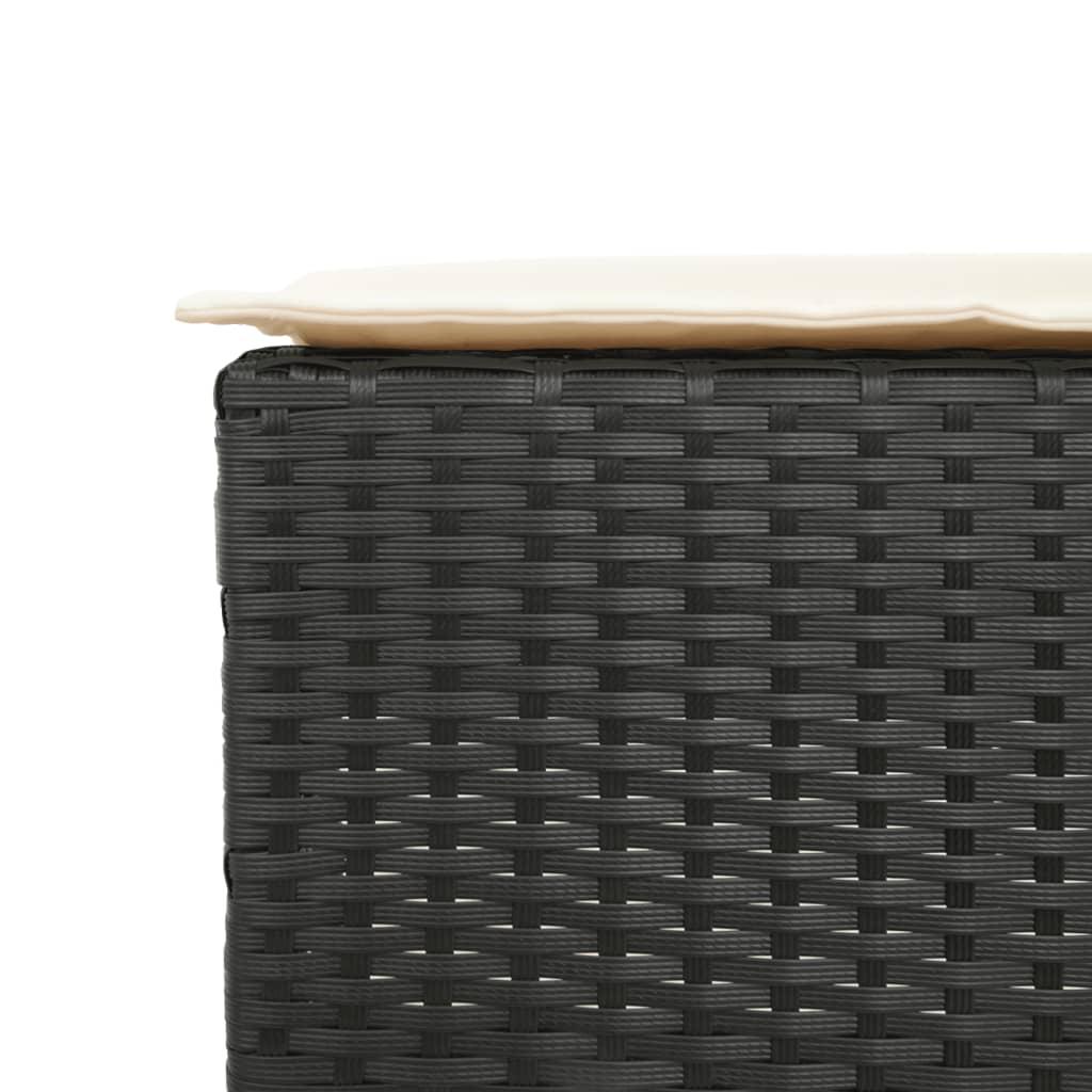 Barsæt til haven 3 dele med hynder polyrattan sort