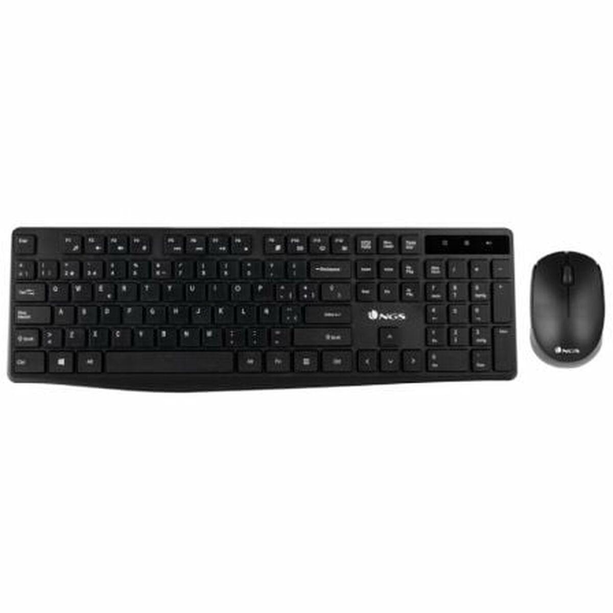 Tastatur og trådløs mus NGS NGSWIRELESSSETALLUREKIT 1200 dpi 2.4 GHz Sort (1 enheder)