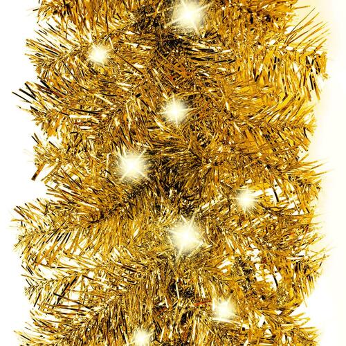 Juleguirlande med LED-lys 20 m guldfarvet