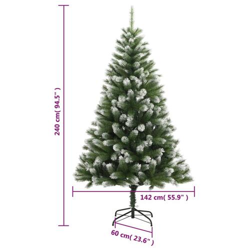Kunstigt juletræ med sne 240 cm hængslet