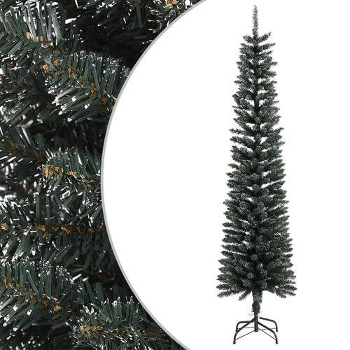 Kunstigt smalt juletræ med juletræsfod 240 cm PVC grøn