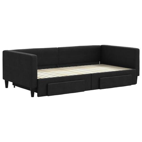 Daybed med udtræk og skuffer 100x200 cm stof sort
