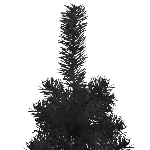 Kunstigt halvt juletræ med juletræsfod 120 cm smalt sort