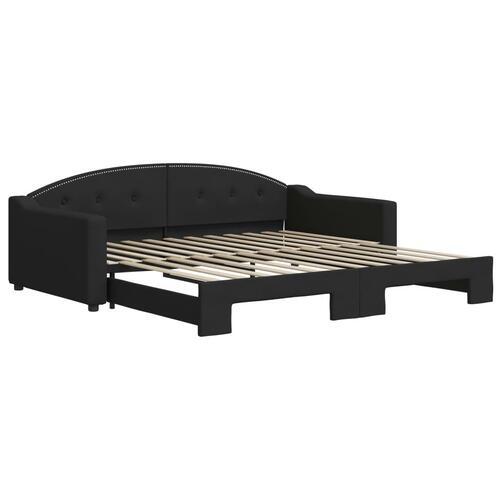 Daybed med udtræk 100x200 cm stof sort
