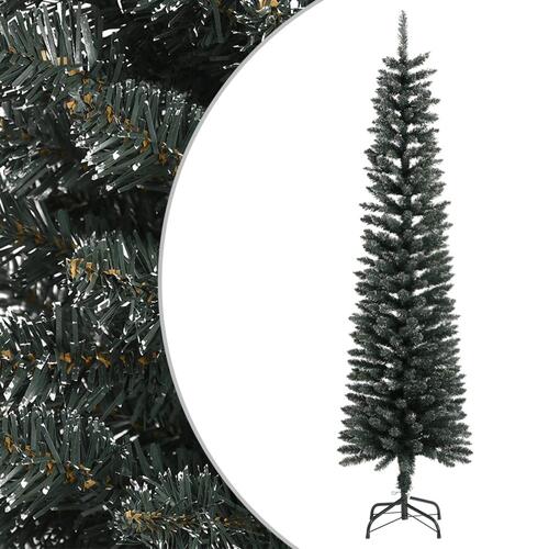 Kunstigt smalt juletræ med juletræsfod 180 cm PVC grøn