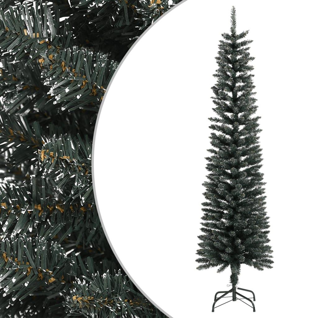 Kunstigt smalt juletræ med juletræsfod 180 cm PVC grøn