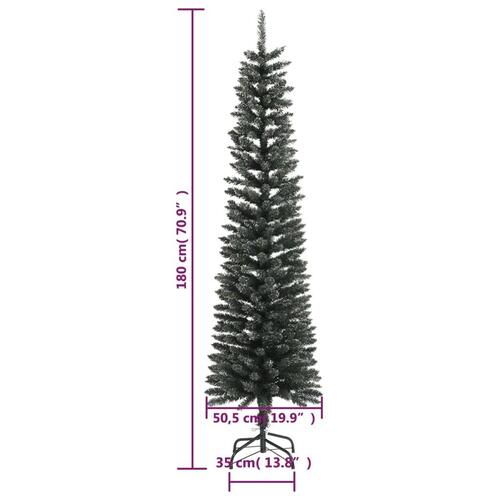 Kunstigt smalt juletræ med juletræsfod 180 cm PVC grøn