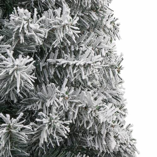 Smalt juletræ med juletræsfod og sne 270 cm PVC
