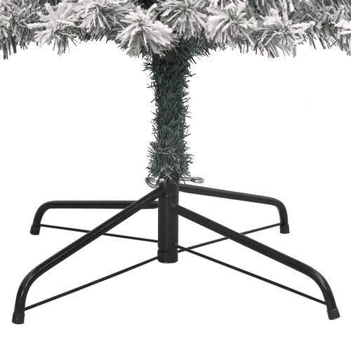 Smalt juletræ med juletræsfod og sne 270 cm PVC