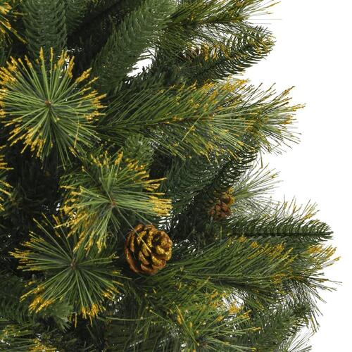 Kunstigt juletræ med grankogler 150 cm hængslet