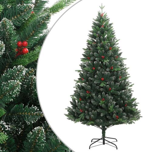Kunstigt juletræ med røde bær 150 cm hængslet
