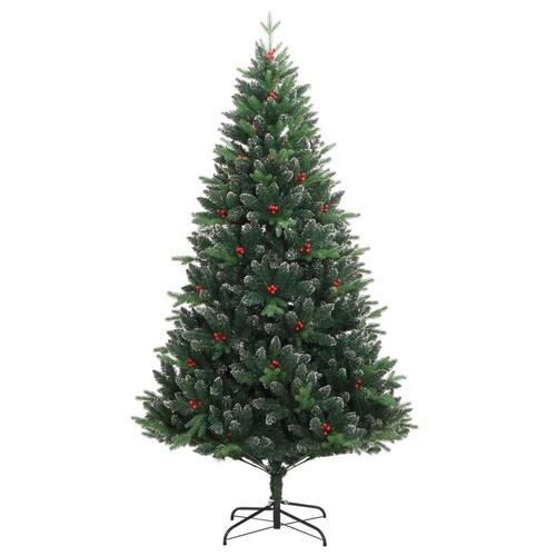 Kunstigt juletræ med røde bær 150 cm hængslet