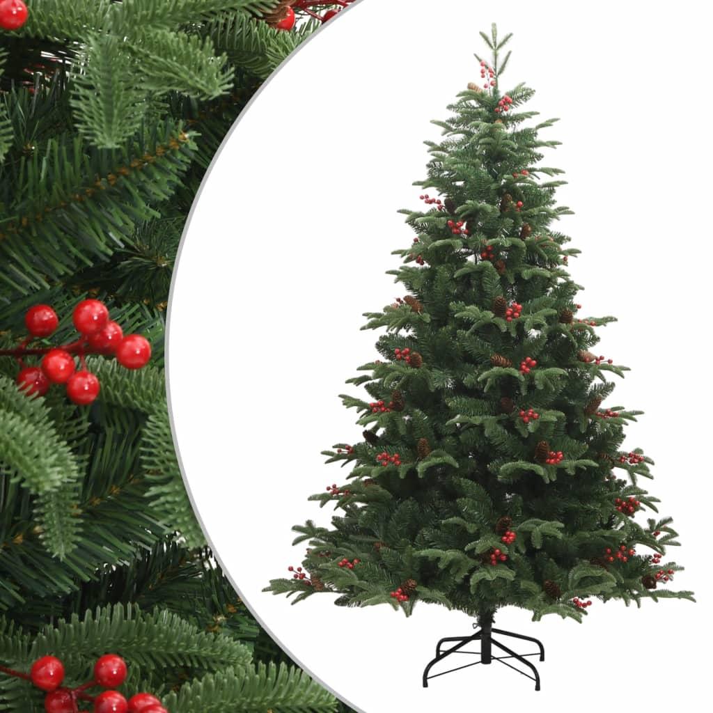 Kunstigt juletræ med grankogler og bær 210 cm hængslet