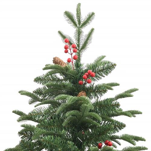 Kunstigt juletræ med grankogler og bær 210 cm hængslet