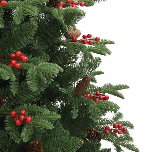 Kunstigt juletræ med grankogler og bær 210 cm hængslet