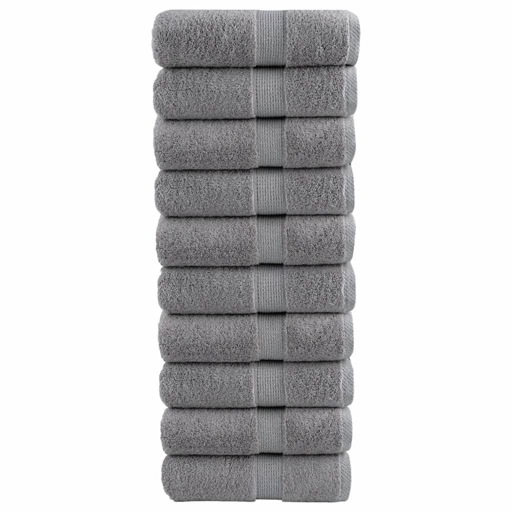 Gæstehåndklæder SOLUND 10 stk. Premium 30x50 cm 600 g/m2 grå