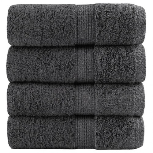 Premium gæstehåndklæder - 4 stk. antracit 30 × 50 cm, 600 gsm (SOLUND)